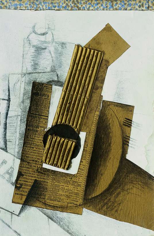 La Mandoline, 1914 Aquarelle, gouache, crayon, papier collé faux bois et carton ondulé 48,3  31,8 cm Ulm, Ulmer Museum Prêt permanent du Land Baden-Württemberg