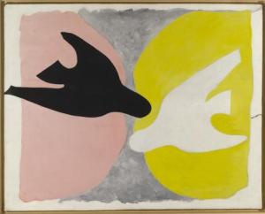 L’Oiseau noir et l’oiseau blanc, 1960 Huile sur toile 134 x 167,5 cm Collection particulière